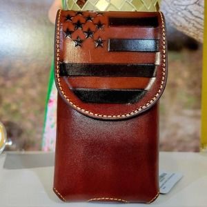Montana West Cell Phone Holder Holster genuine Leather Belt Loop American Pride